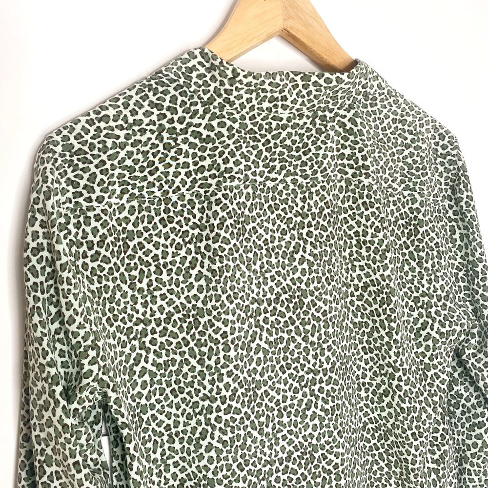 NWT Equipment 100% Silk Leema Button Down Blouse with Pocket in Misty Jade Multi - Picture 9 of 12